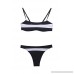 JUZIV Women Stripped Swimsuits High Waisted Swimswear Push up Bikini Set Black B07N1K65FS